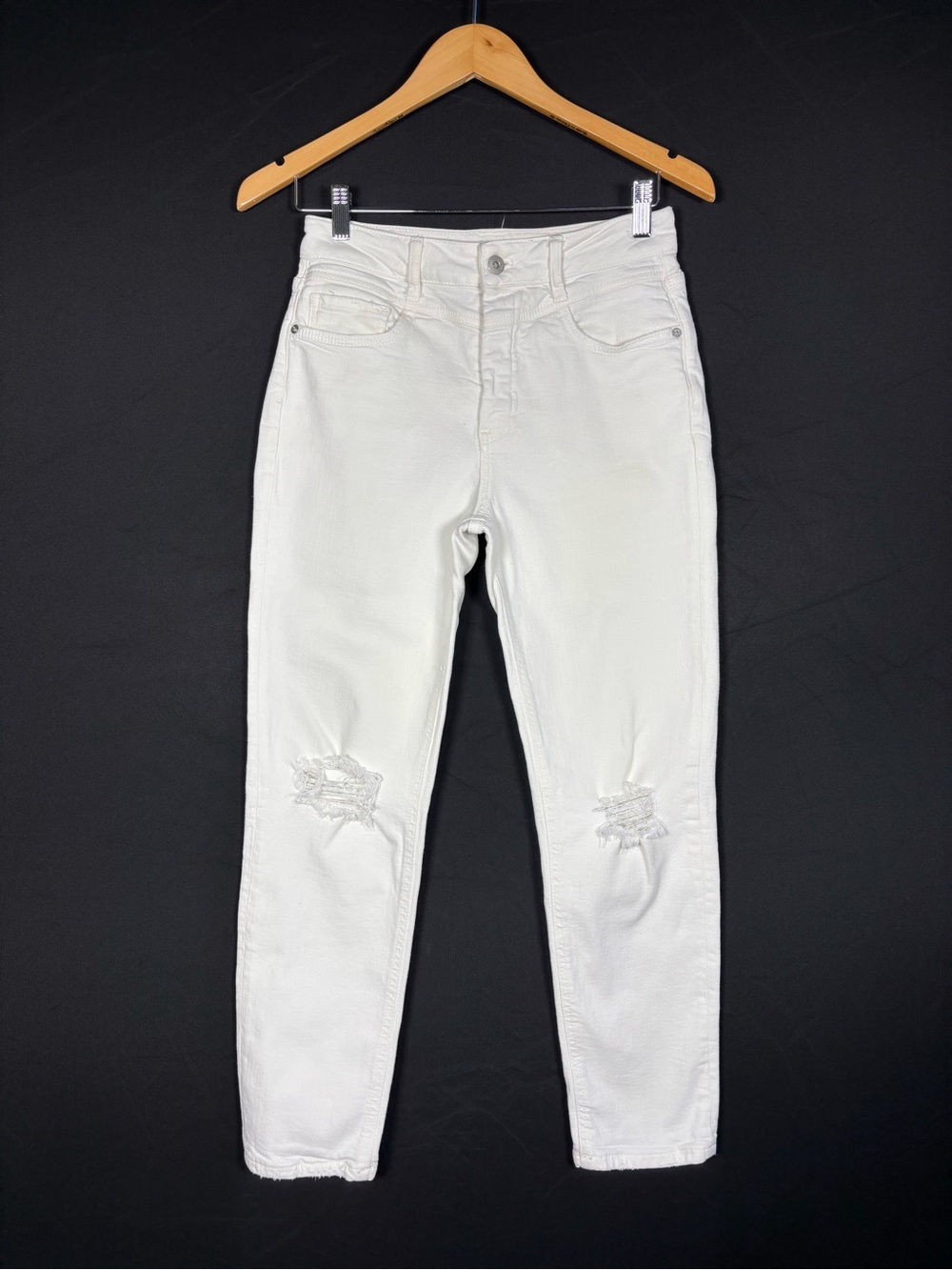 Pilcro & The Letterpress Anthropologie High Rise Slim White Distressed Jeans